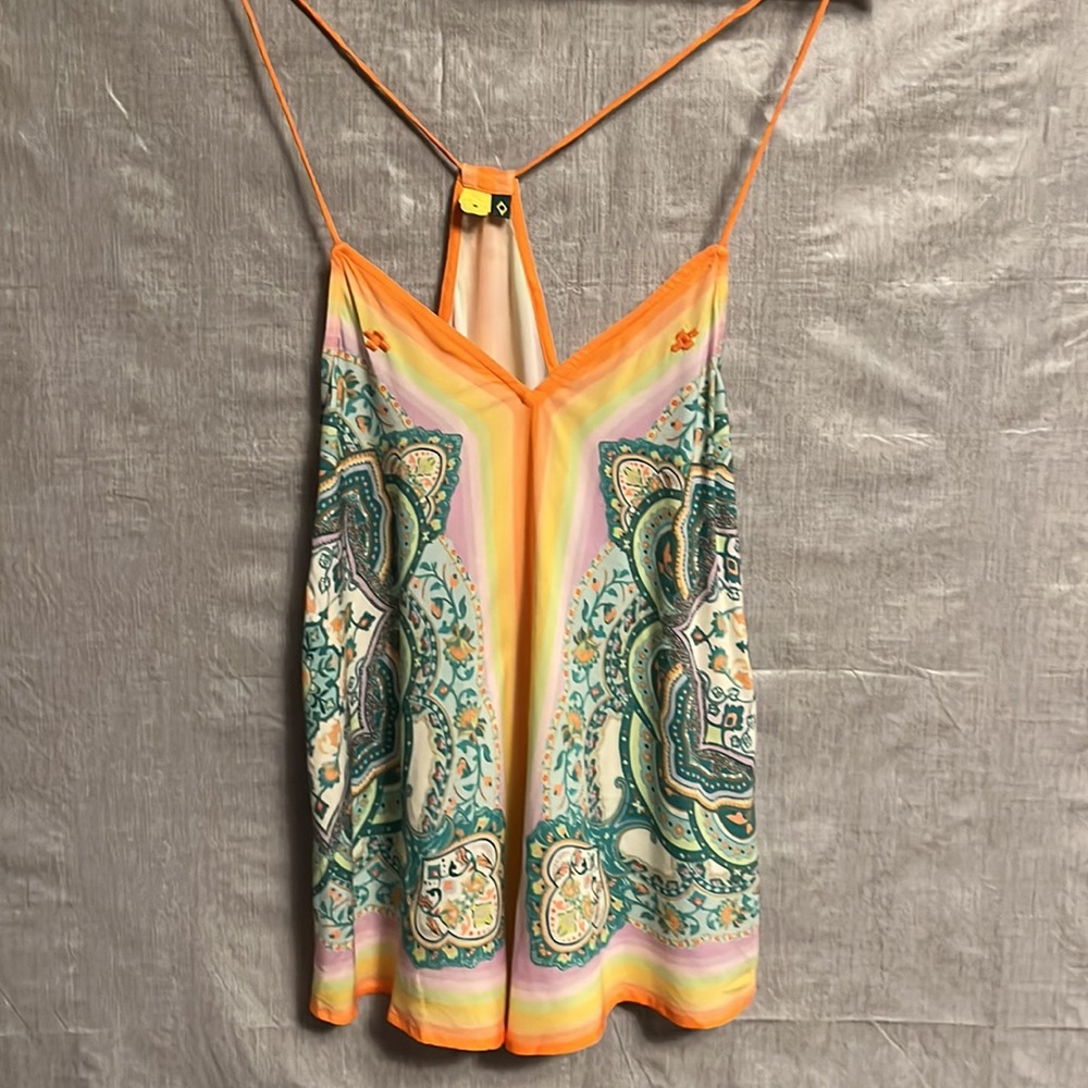 FARM Rio Orange & Teal Paisley Silk Tank Top - Picture 4 of 9